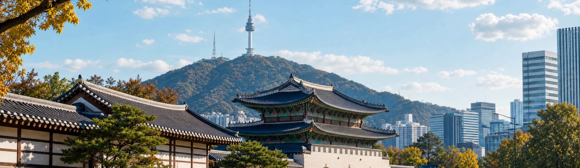 Gyeongbokgung Palace with N Seoul Tower in the background