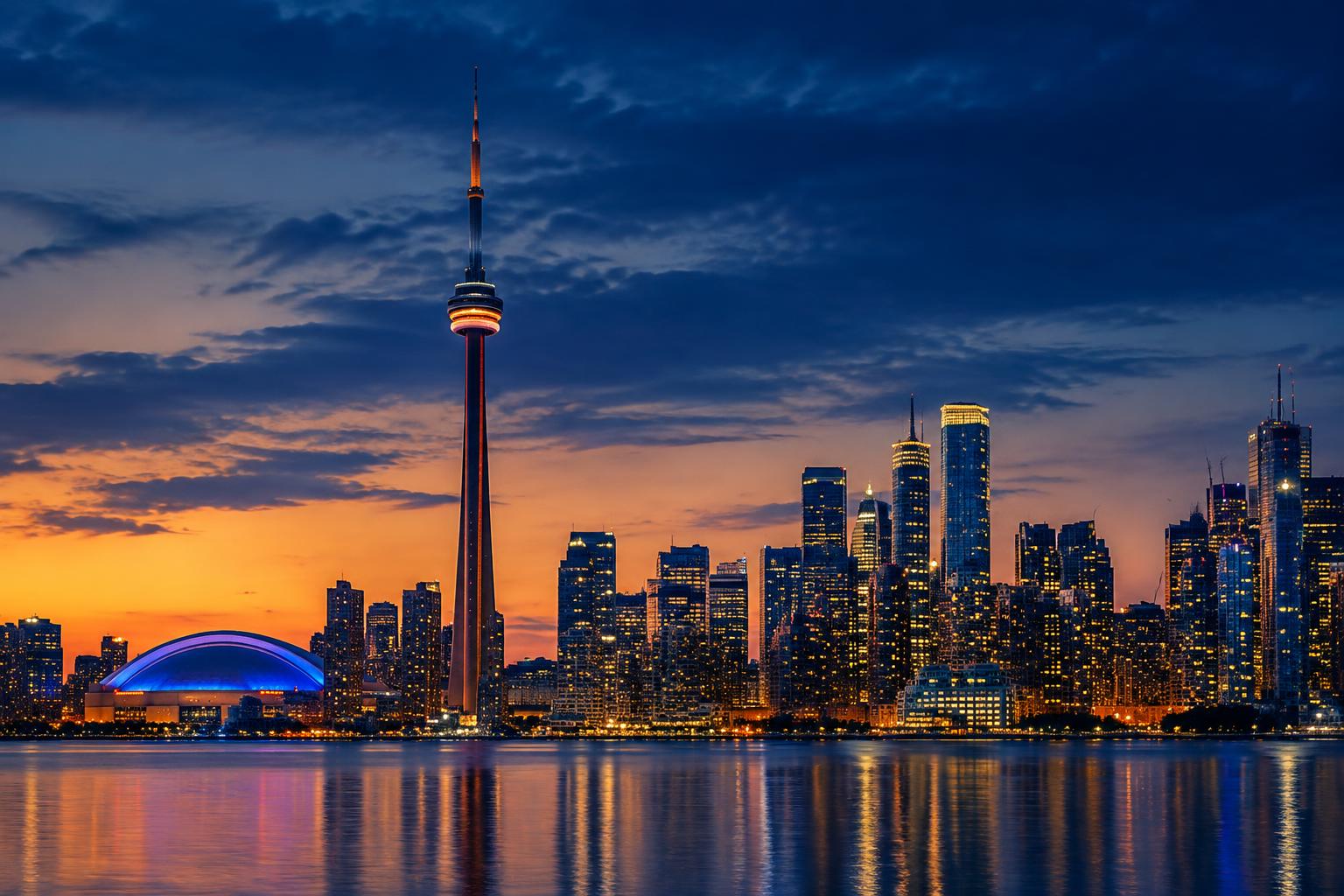 Toronto skyline at dusk, Canada