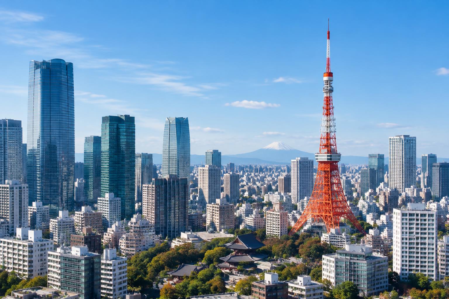 Tokyo Tower and the Tokyo skyline, Japan